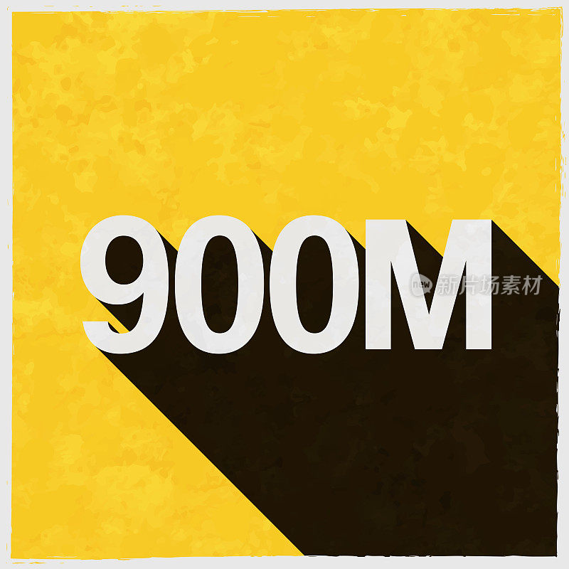 9亿- 9亿。图标与长阴影的纹理黄色背景